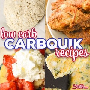 You bought a box of Carbquik and now what? These are our favorite Low Carb Carbquik Recipes including fried chicken, pizza crust, coffee cake, strawberry shortcake, biscuits and gravy and more! Low carb crock pot, oven and air fryer recipes. All made with the low carb biscuit mix alternative.