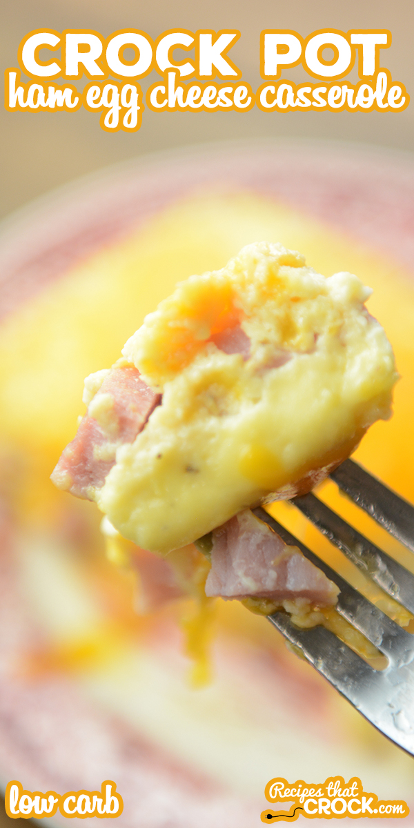 Crock Pot Ham Egg Cheese Casserole is a savory breakfast casserole you can make in your slow cooker. This recipe is great for special occasions or any time! It is also a great leftover ham recipe. via @recipescrock