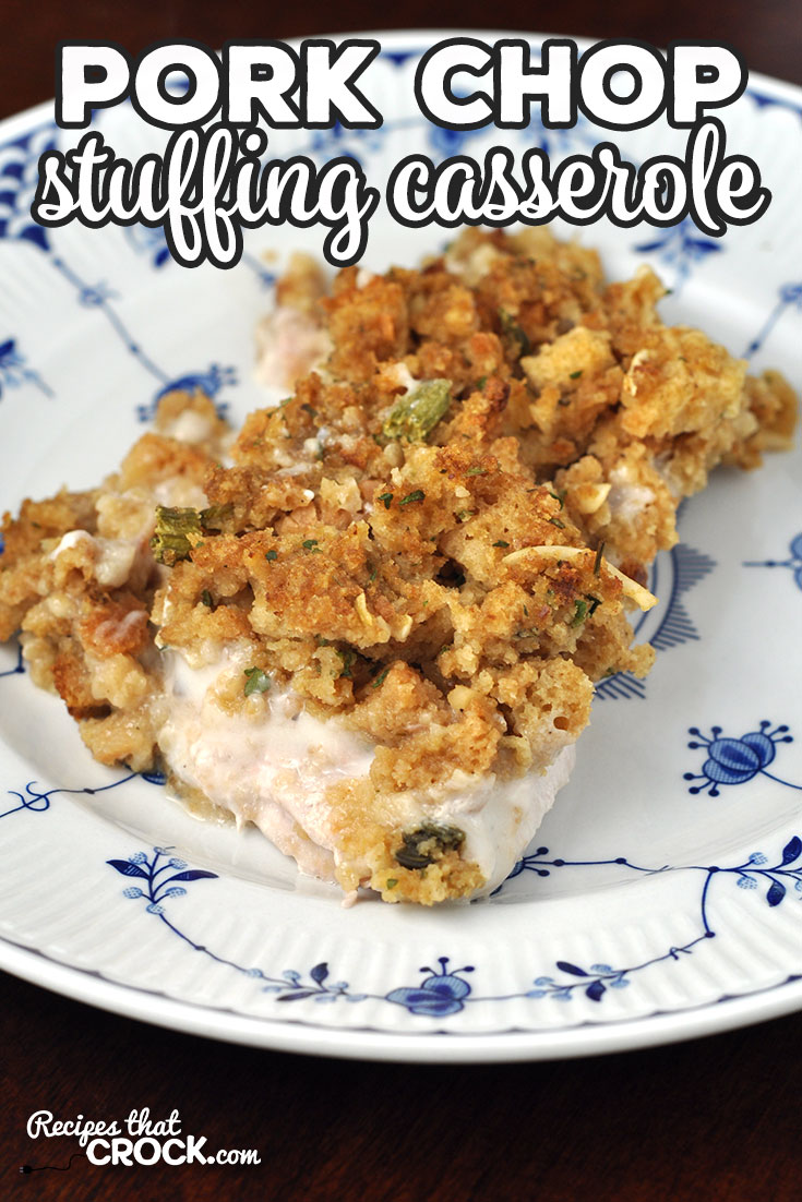 This Pork Chop Stuffing Casserole recipe for your oven is a delicious comfort food recipe that is simple to make and done in under and hour start to finish! via @recipescrock