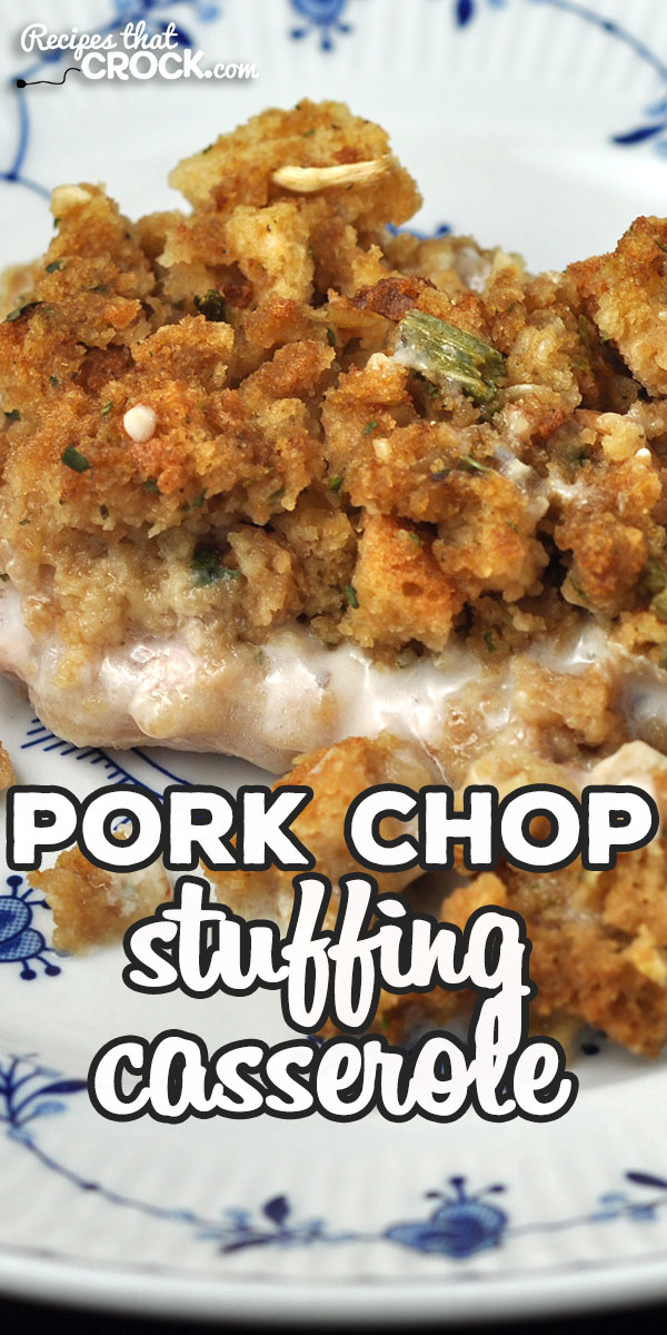 This Pork Chop Stuffing Casserole recipe for your oven is a delicious comfort food recipe that is simple to make and done in under and hour start to finish! via @recipescrock