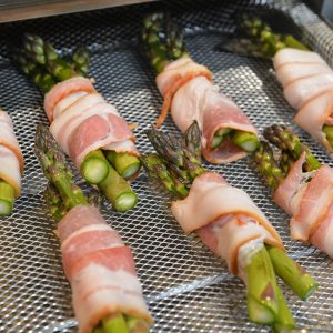 Asparagus wrapped in bacon