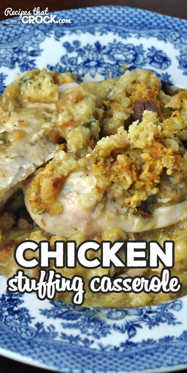 This Chicken Stuffing Casserole recipe for your oven gives you a flavorful dish in less than an hour start to finish. It is absolutely delicious! via @recipescrock