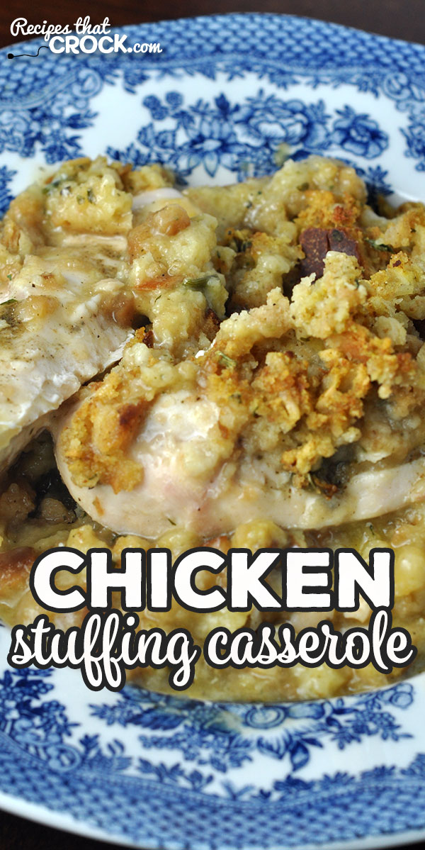 This Chicken Stuffing Casserole recipe for your oven gives you a flavorful dish in less than an hour start to finish. It is absolutely delicious! via @recipescrock