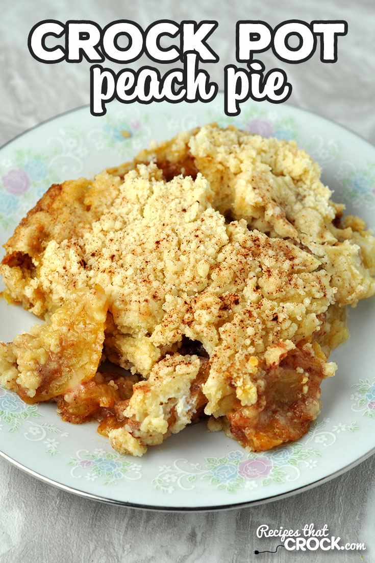 This Crock Pot Peach Pie is so delicious! Everyone will be asking for you to make it again and again! Even better, it is not hard to make! via @recipescrock