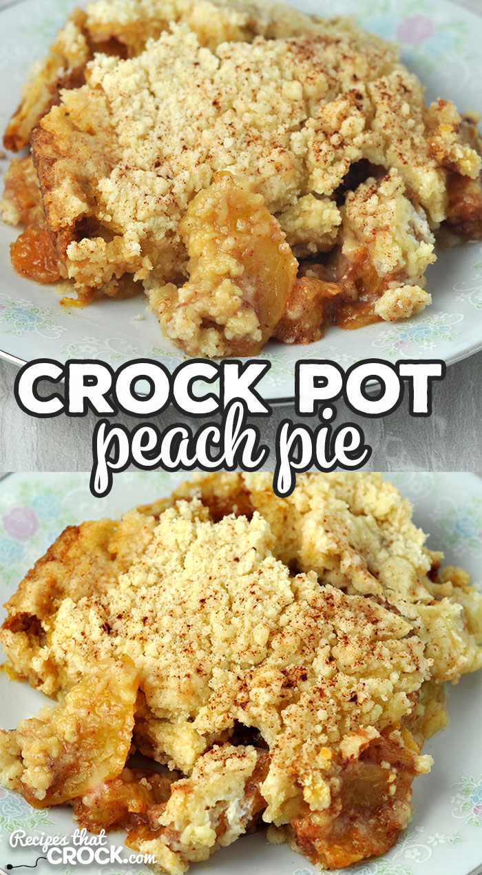 This Crock Pot Peach Pie is so delicious! Everyone will be asking for you to make it again and again! Even better, it is not hard to make! via @recipescrock