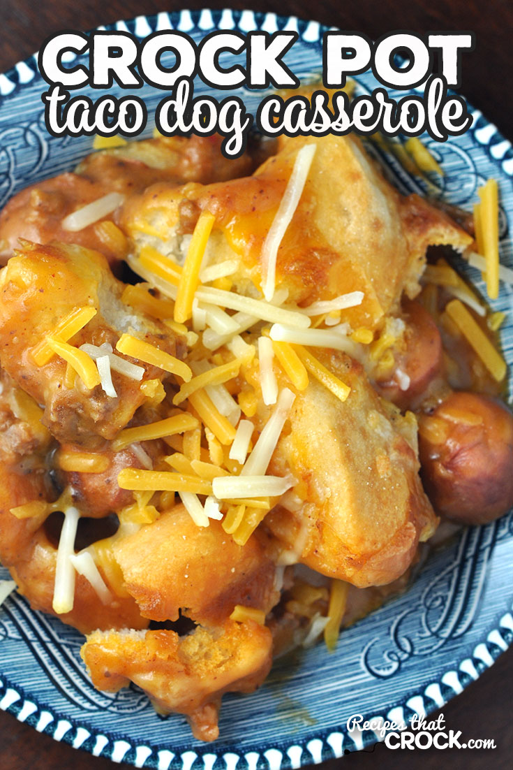 If you are looking for a delicious recipe that is quick and easy to throw together, look no further! This Crock Pot Taco Dog Casserole is wonderful!