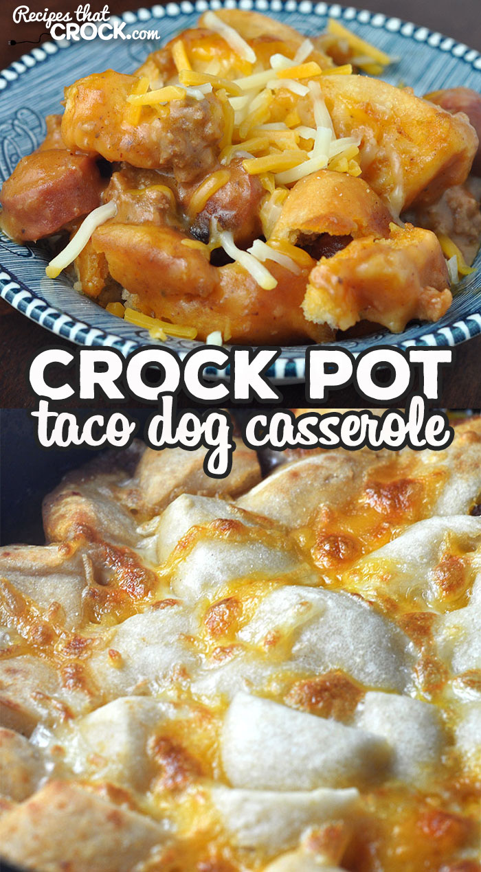 If you are looking for a delicious recipe that is quick and easy to throw together, look no further! This Crock Pot Taco Dog Casserole is wonderful! via @recipescrock