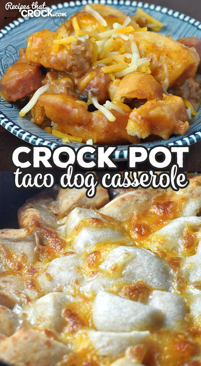 If you are looking for a delicious recipe that is quick and easy to throw together, look no further! This Crock Pot Taco Dog Casserole is wonderful!