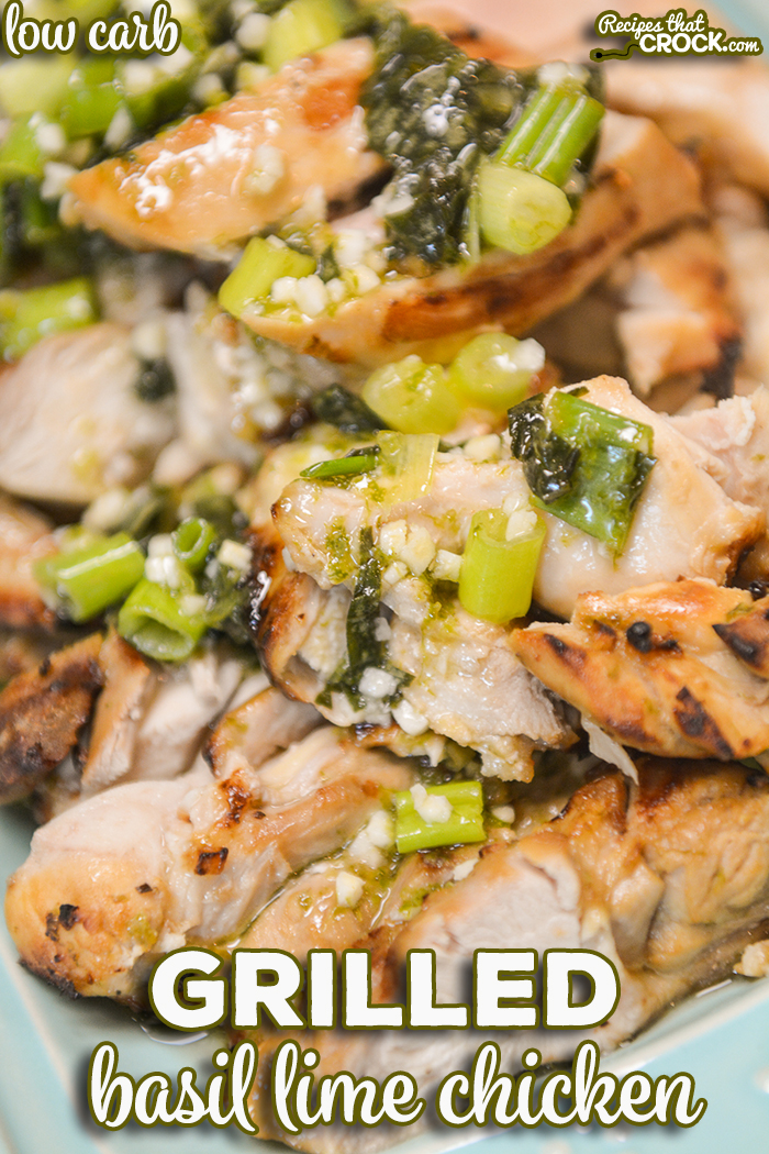 Our Grilled Basil Lime Chicken is an easy flavorful tried and true recipe for your outdoor grill or Ninja Foodi Grill. We share how to pack in the flavor with our go-to marinade, our method to get tender grilled chicken every time and the secret dressing we top this dish with to take it to the next level! via @recipescrock