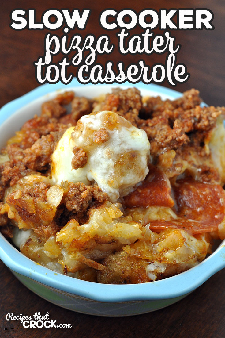 This super easy Slow Cooker Pizza Tater Tot Casserole recipe is kid-approved and loved by adults as well! You can customize it to your own pizza preferences too! It is sure to be a winner at your house! via @recipescrock