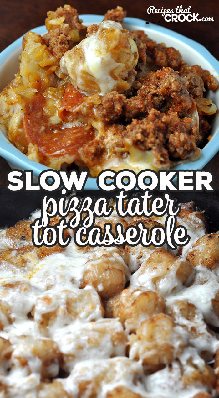 This super easy Slow Cooker Pizza Tater Tot Casserole recipe is kid-approved and loved by adults as well! You can customize it to your own pizza preferences too! It is sure to be a winner at your house! via @recipescrock
