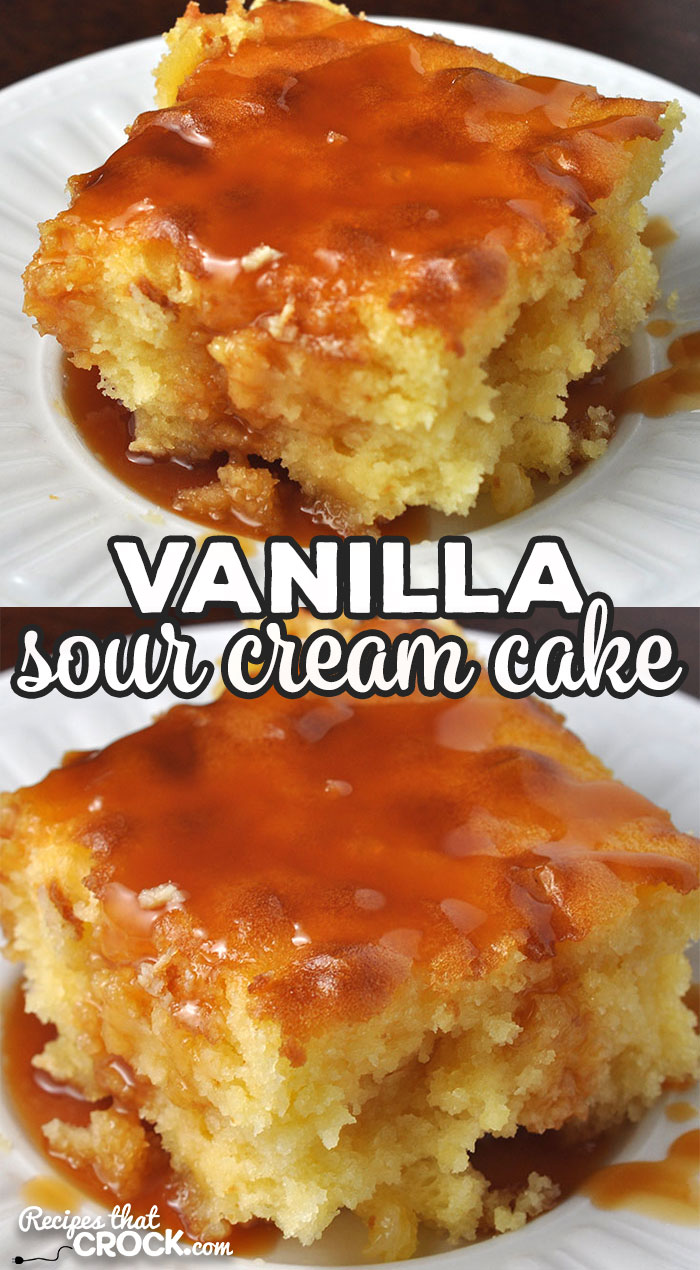 I adapted our Crock Pot Vanilla Sour Cream Cake recipe for your oven! It has so much flavor and is super simple to make! You are going to love it!