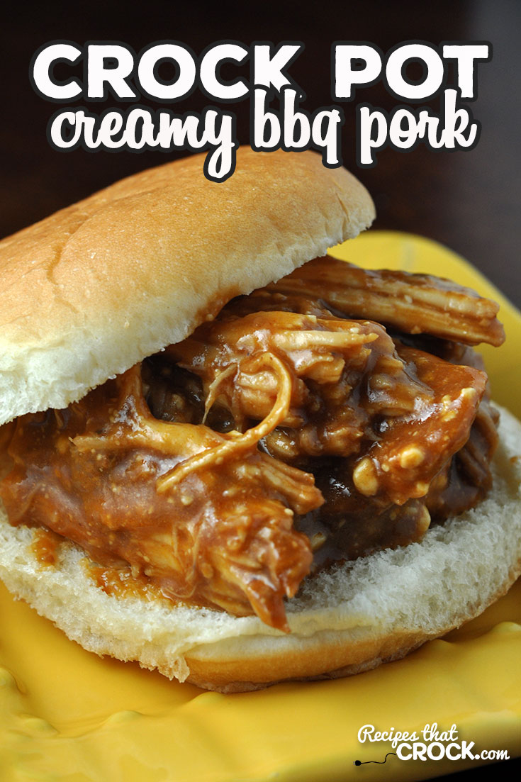 This Crock Pot Creamy BBQ Pork only has 3 ingredients and is so delicious! You can serve it on buns, on its own or however you like!  via @recipescrock