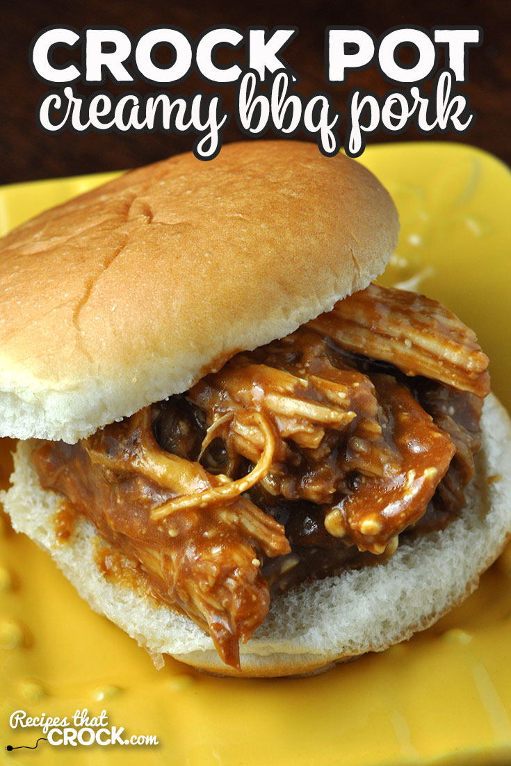This Crock Pot Creamy BBQ Pork only has 3 ingredients and is so delicious! You can serve it on buns, on its own or however you like!