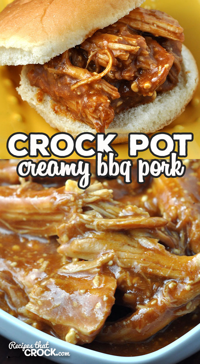 This Crock Pot Creamy BBQ Pork only has 3 ingredients and is so delicious! You can serve it on buns, on its own or however you like!  via @recipescrock