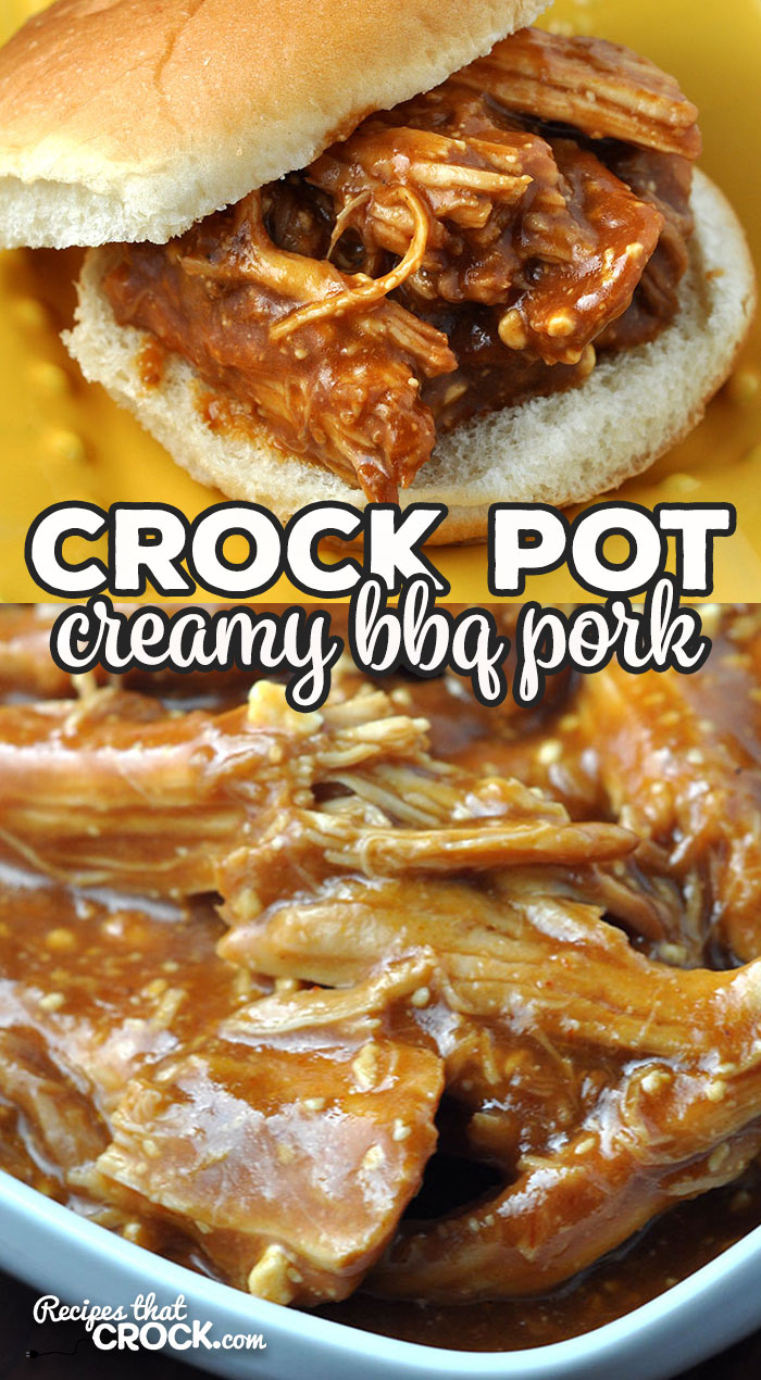 This Crock Pot Creamy BBQ Pork only has 3 ingredients and is so delicious! You can serve it on buns, on its own or however you like!