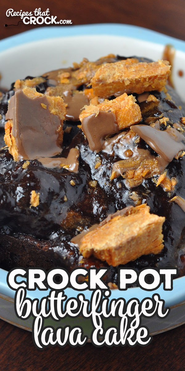 This Crock Pot Butterfinger Lava Cake is simple and decadent. Your family and friends and going to be begging your for the recipe! So yummy! via @recipescrock
