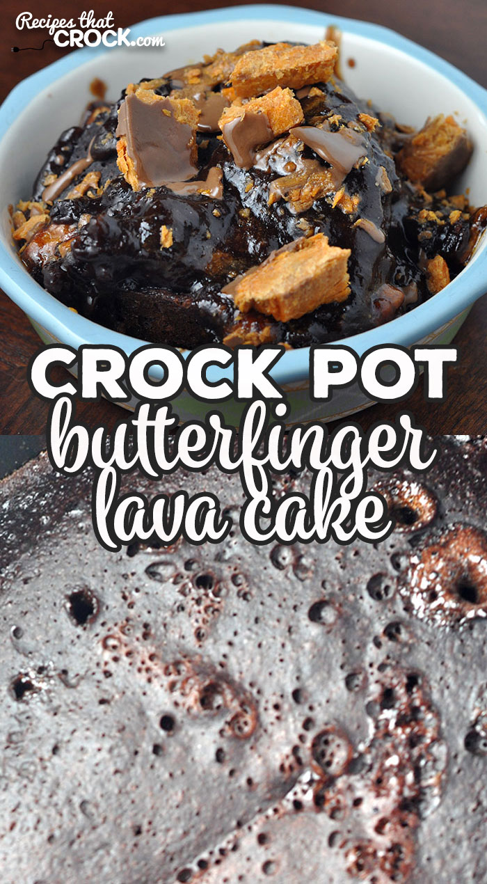 This Crock Pot Butterfinger Lava Cake is simple and decadent. Your family and friends and going to be begging your for the recipe! So yummy! via @recipescrock