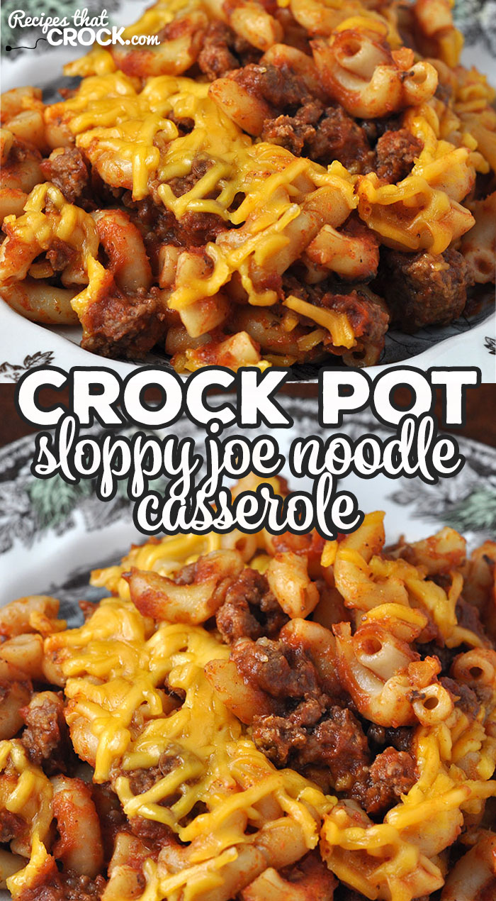 We love this Crock Pot Sloppy Joe Noodle Casserole recipe in my house, and I bet you will too! It is easy to make and so delicious!  via @recipescrock
