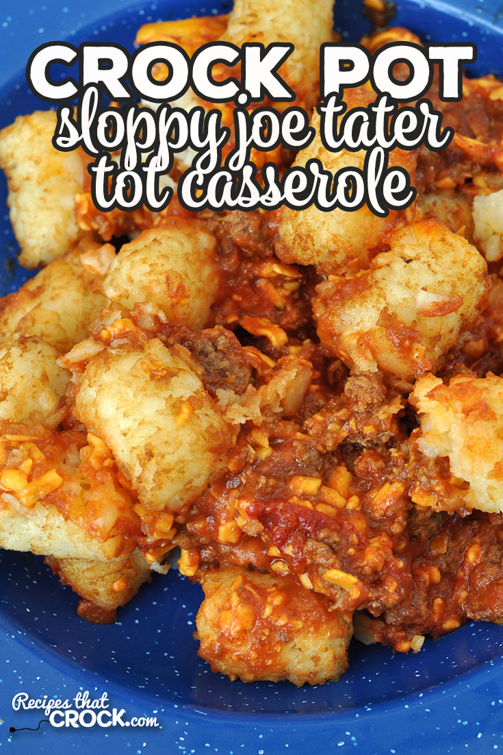 This Crock Pot Sloppy Joe Tater Tot Cassserole is a one-pot, delectable dish! It is easy to put throw together and an immediate crowd pleaser! via @recipescrock