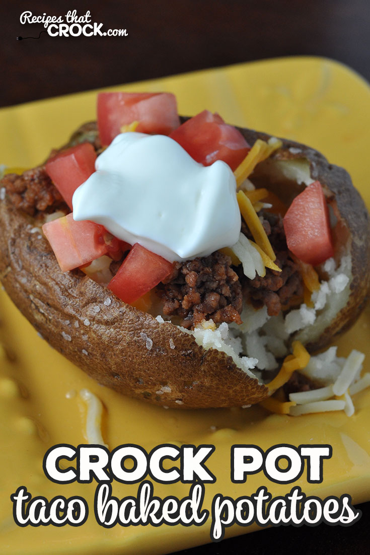 These Crock Pot Taco Baked Potatoes are divine! They are super simple to make too! And everyone can customize their potato to their own tastes!