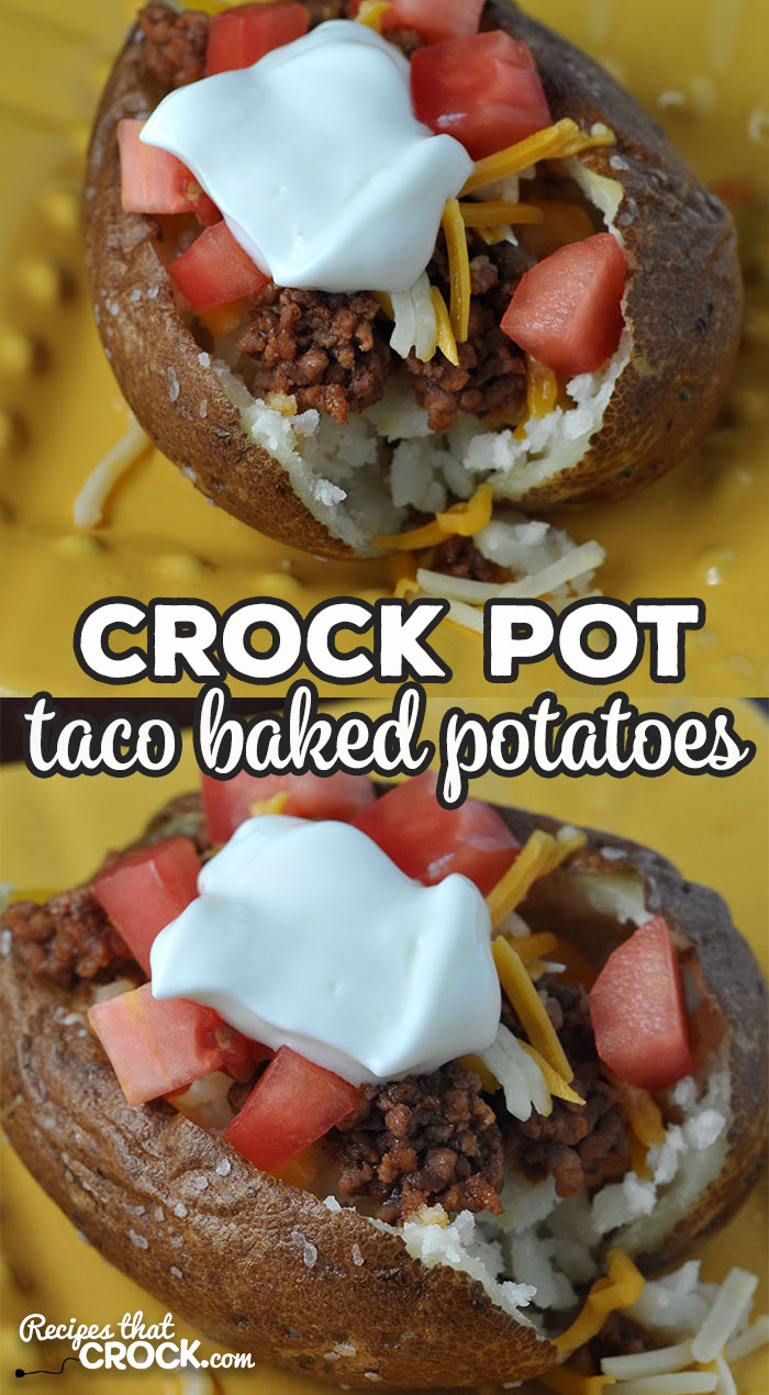 These Crock Pot Taco Baked Potatoes are divine! They are super simple to make too! And everyone can customize their potato to their own tastes!