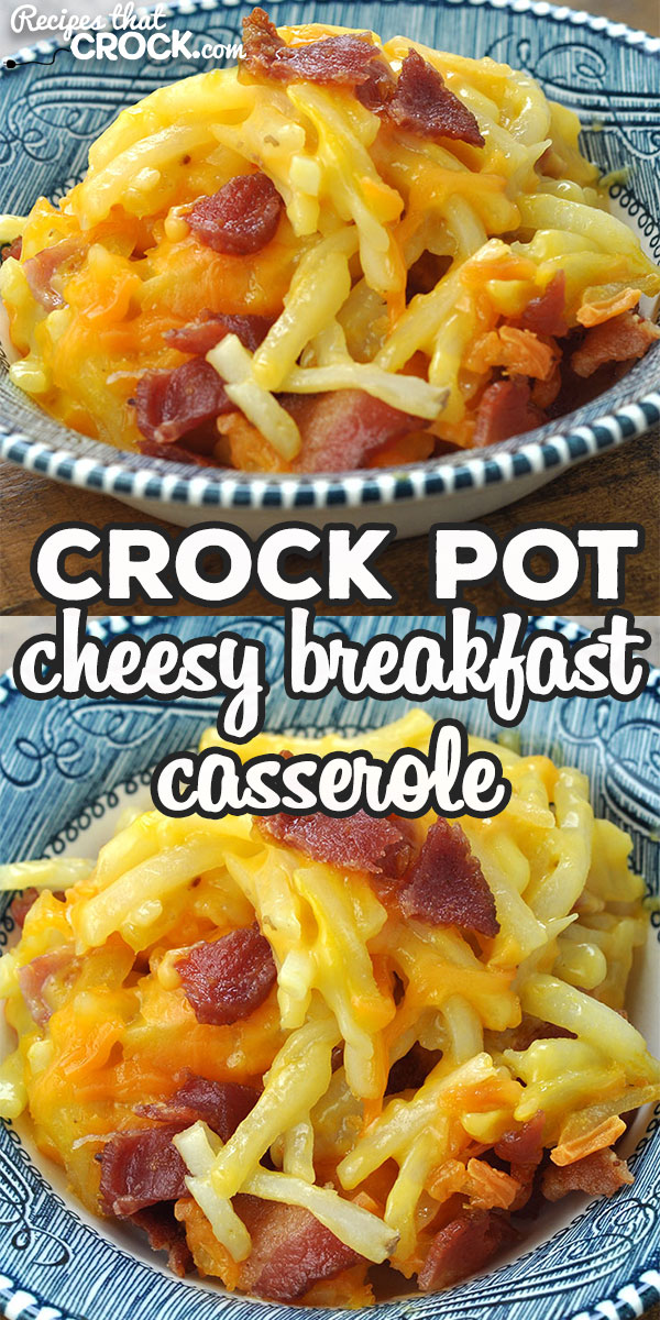 Want an easy recipe for a breakfast casserole that everyone will devour? Then you do not want to miss this delicious Crock Pot Cheesy Breakfast Casserole recipe! via @recipescrock
