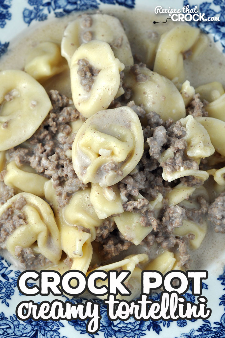 In the mood for a yummy dinner that is easy to throw together? Then you don't want to miss this delicious Crock Pot Creamy Tortellini recipe! Yum! via @recipescrock
