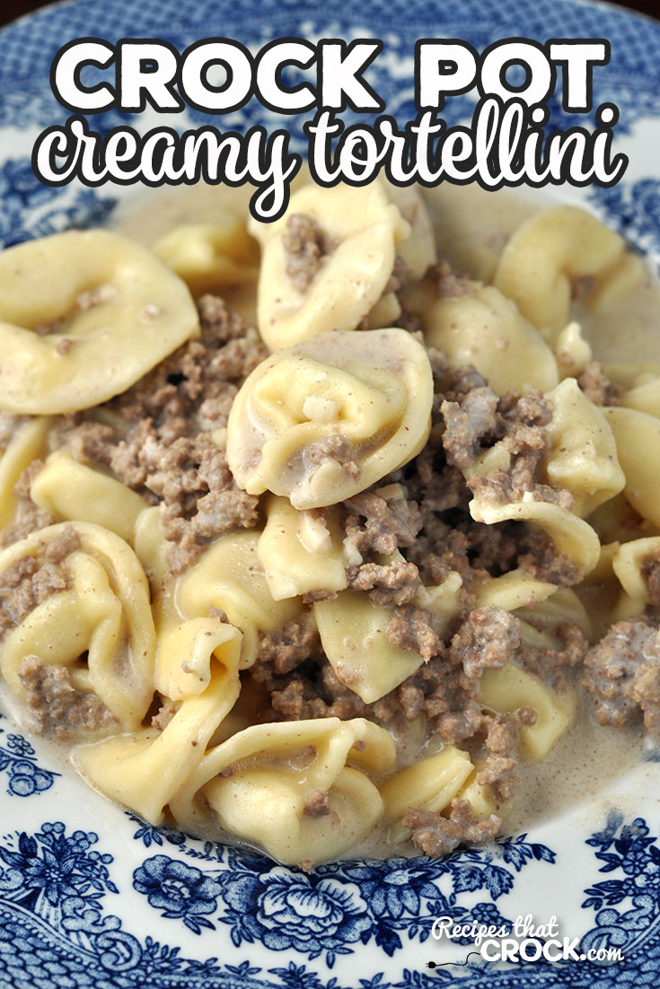 In the mood for a yummy dinner that is easy to throw together? Then you don't want to miss this delicious Crock Pot Creamy Tortellini recipe! Yum! via @recipescrock