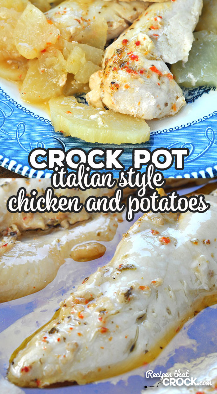 Simple. Quick. Delicious. Does that sound good to anyone else? This Crock Pot Italian Style Chicken and Potatoes is just that! So yummy and easy! via @recipescrock