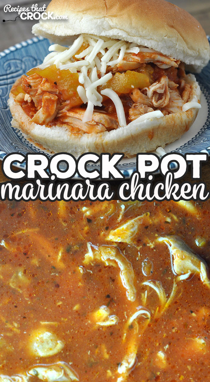 This Crock Pot Marinara Chicken recipe is a great dump and go recipe your entire family will love! Feeding a crowd? Double it up! Quick, easy, delicious!