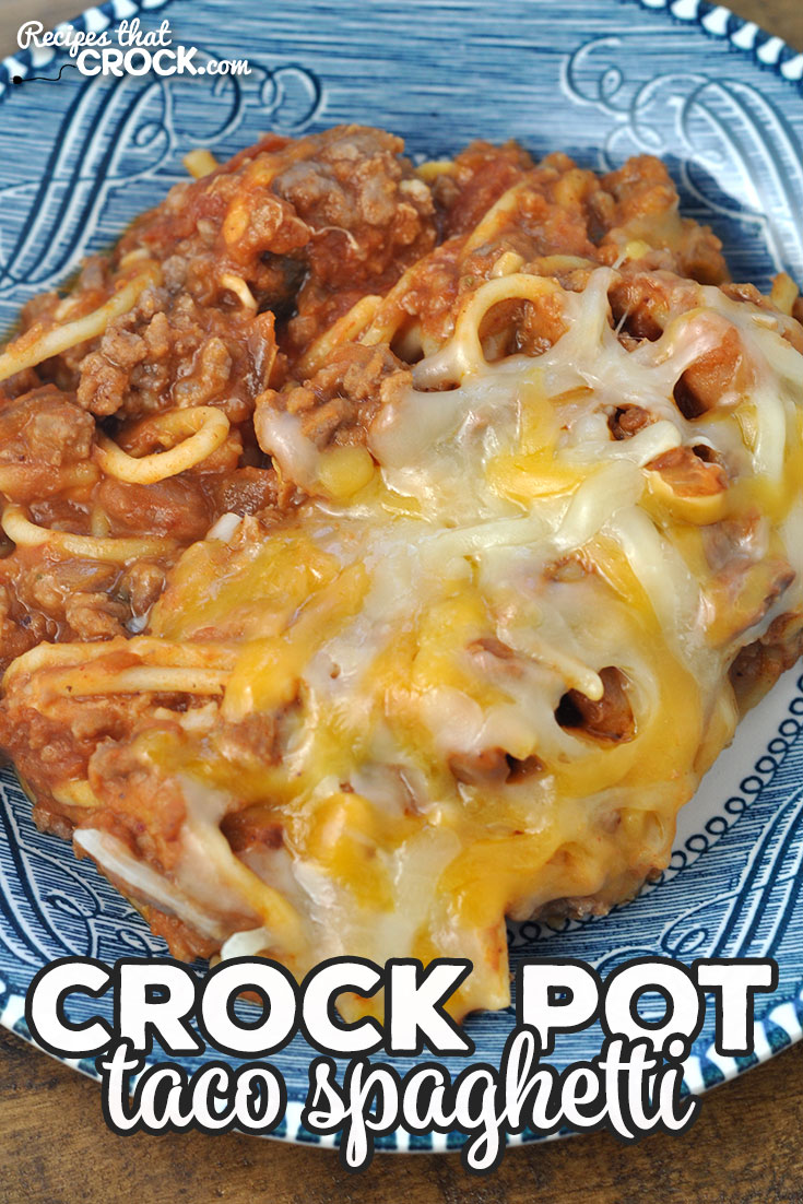 This Crock Pot Taco Spaghetti recipe is easy to throw together and tastes fantastic! Everyone from the youngest to the oldest at your table will love it!