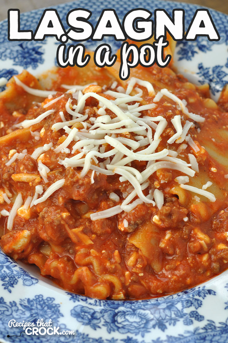 Need a quick and easy dinner idea? Check out this Lasagna in a Pot stove top recipe that will be filling your family up in a hurry! via @recipescrock