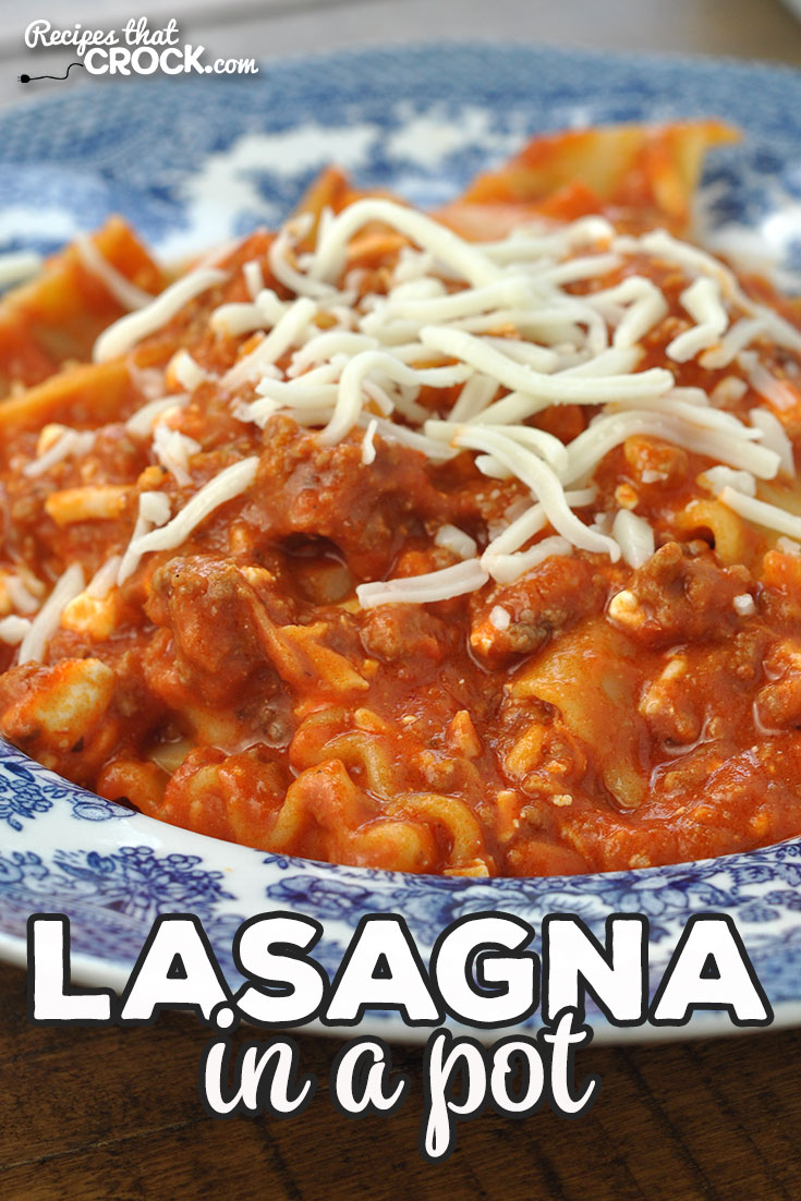 Need a quick and easy dinner idea? Check out this Lasagna in a Pot stove top recipe that will be filling your family up in a hurry!