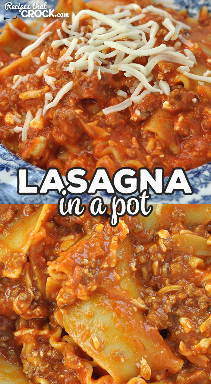 Need a quick and easy dinner idea? Check out this Lasagna in a Pot stove top recipe that will be filling your family up in a hurry! via @recipescrock