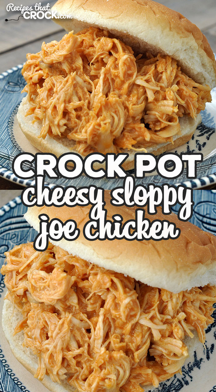 If you are looking for a recipe that is quick to throw together, absolutely delicious and can be cooked in less than 2 hours, you want this Cheesy Crock Pot Sloppy Joe Chicken! via @recipescrock