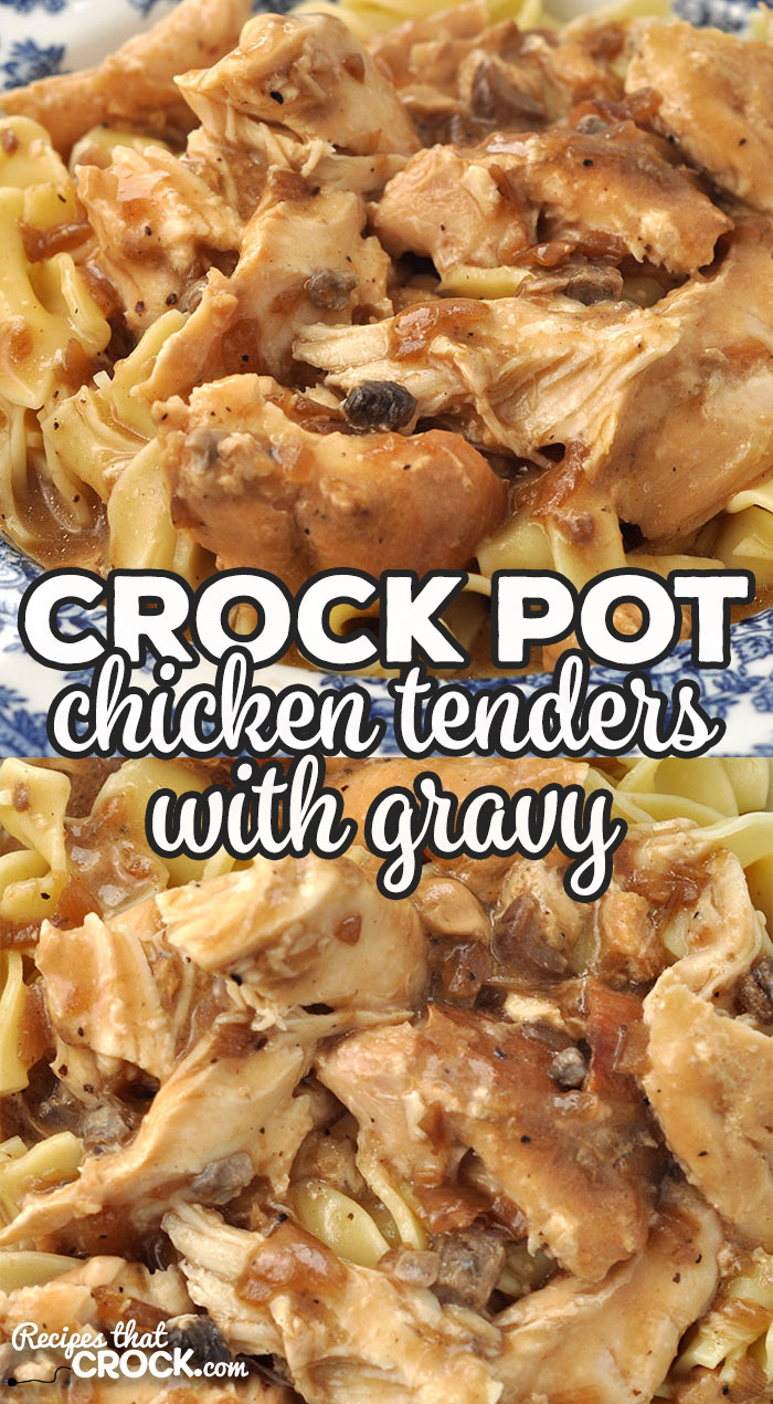 This Crock Pot Chicken Tenders with Gravy recipe is super simple and delicious meal all of your family and friends will love! via @recipescrock