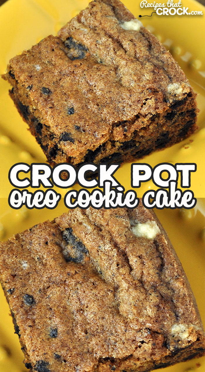 This Crock Pot Oreo Cookie Cake is divine! This easy recipe gives you a made from scratch cookie cake that has the most amazing flavor! via @recipescrock