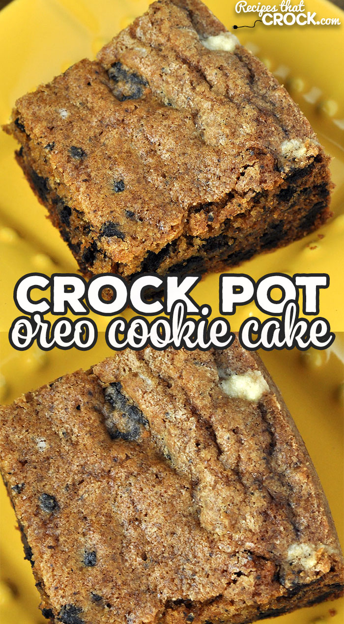 This Crock Pot Oreo Cookie Cake is divine! This easy recipe gives you a made from scratch cookie cake that has the most amazing flavor! via @recipescrock