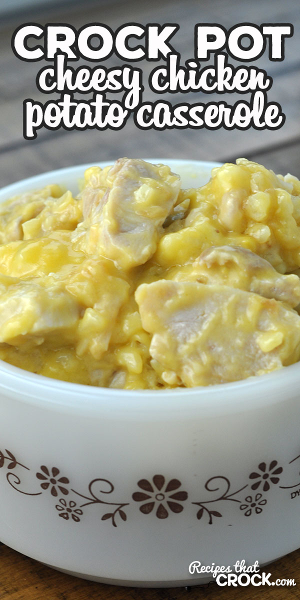 This Cheesy Crock Pot Chicken Potato Casserole recipe has it all! It is super simple to make and has great flavor. Young and old alike will love it! via @recipescrock