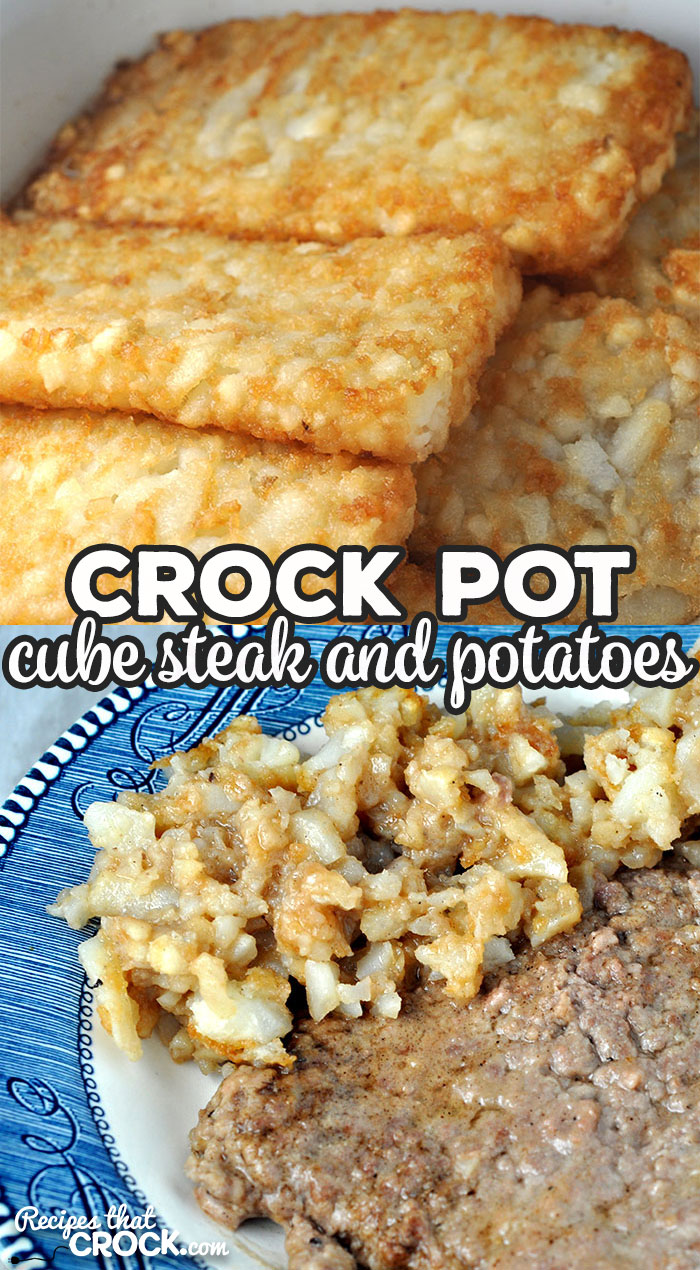 This Crock Pot Cube Steak and Potatoes recipe has an amazing flavor and is a cinch to throw together! You are going to love it! via @recipescrock