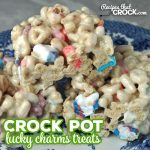 These Crock Pot Lucky Charms Treats are super fun and delicious! I think you are going to love this twist on your traditional Rice Krispy Treats!