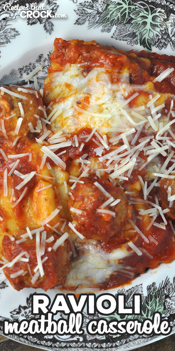 This Ravioli Meatball Casserole recipe for your oven is super easy to throw together and incredibly delicious! It is a great dinner for any day! via @recipescrock
