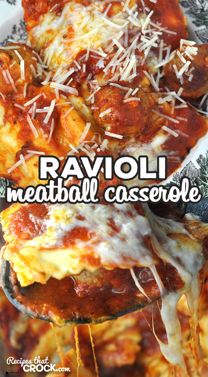 This Ravioli Meatball Casserole recipe for your oven is super easy to throw together and incredibly delicious! It is a great dinner for any day! via @recipescrock