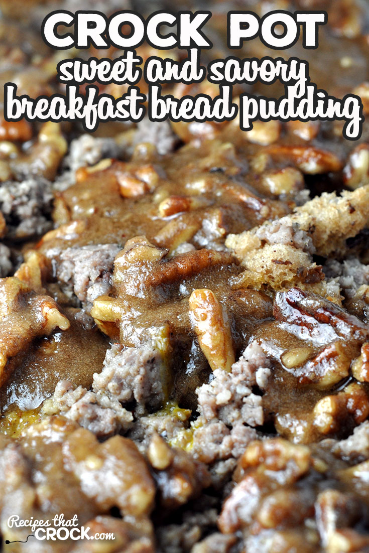 Crock Pot Sweet and Savory Breakfast Bread Pudding is an easy breakfast casserole made with sweet raisin bread and savory ground sausage. via @recipescrock
