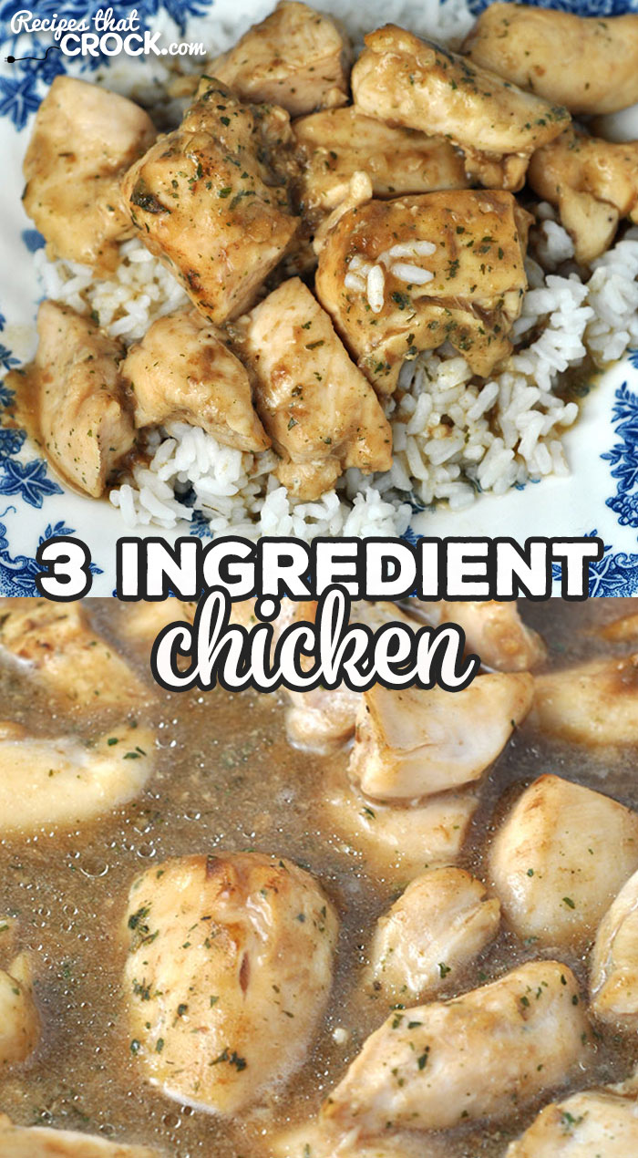 This 3 Ingredient Chicken recipe for your oven is super easy and incredibly flavorful! It is perfect for a busy night when you need dinner quickly!