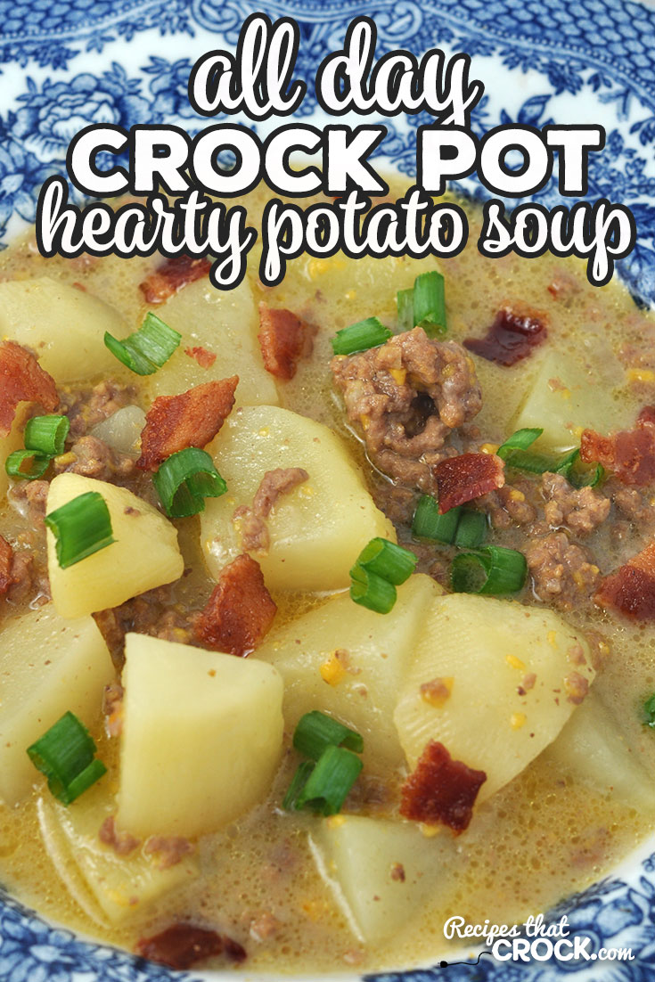 This Hearty Crock Pot Potato Soup recipe has it all! Cheese, beef, bacon, potatoes, onion. What more could you ask for?! It is delicious and filling! via @recipescrock