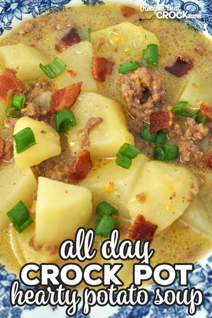 This Hearty Crock Pot Potato Soup recipe has it all! Cheese, beef, bacon, potatoes, onion. What more could you ask for?! It is delicious and filling! via @recipescrock