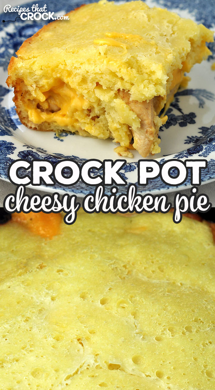 This Cheesy Crock Pot Chicken Pie recipe is easy and delicious! It cooks up quickly and is the perfect comfort food for you and all you love!