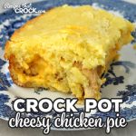 This Cheesy Crock Pot Chicken Pie recipe is easy and delicious! It cooks up quickly and is the perfect comfort food for you and all you love!
